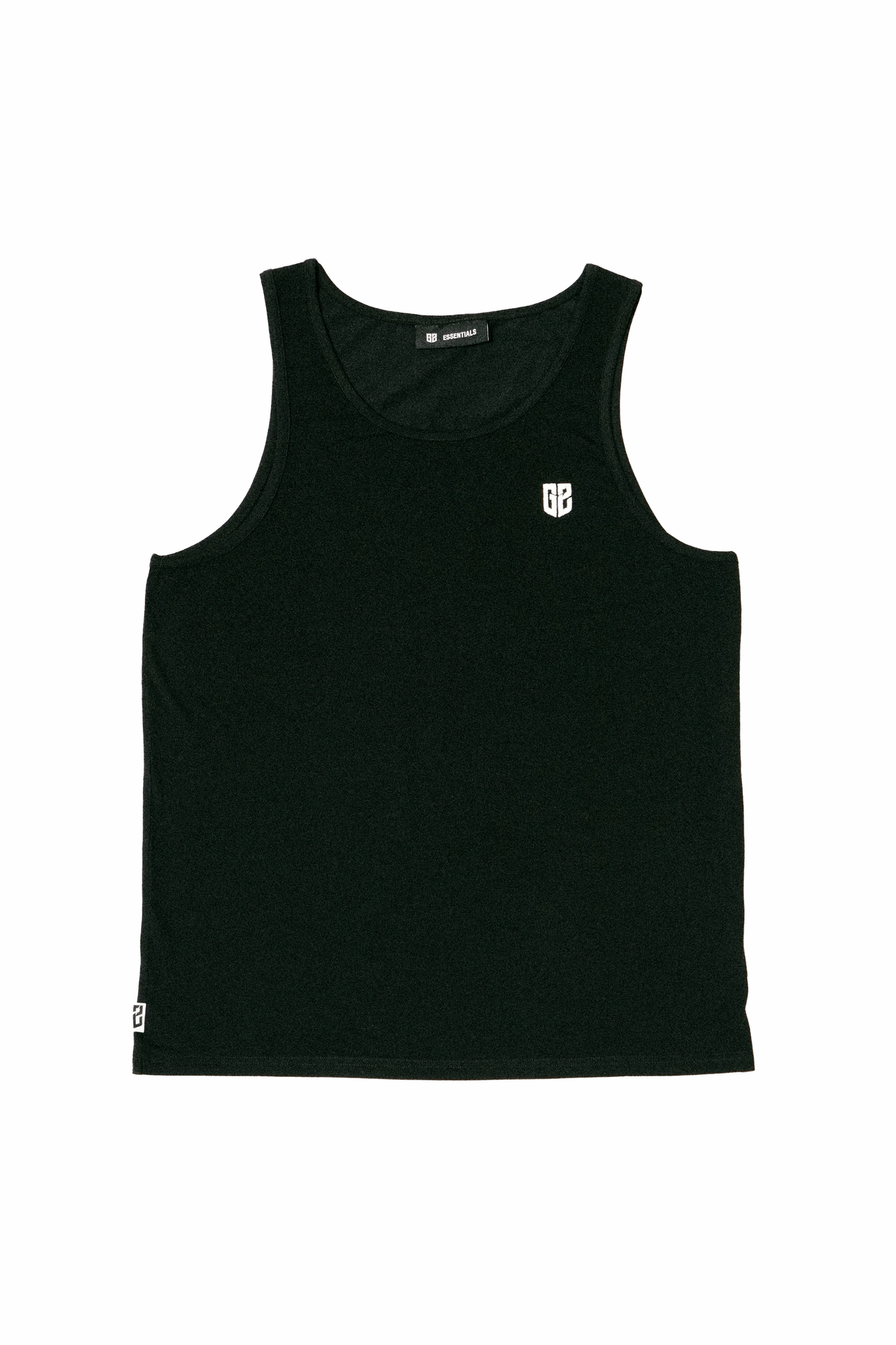 Black G2 Esports essentials tank top, ideal for casual and athletic wear. Represent your favorite esports team with this stylish and comfortable top