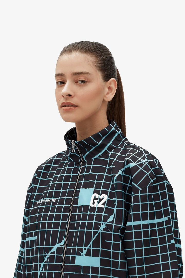 G2 x LB Black Blue Grid Nylon Jacket