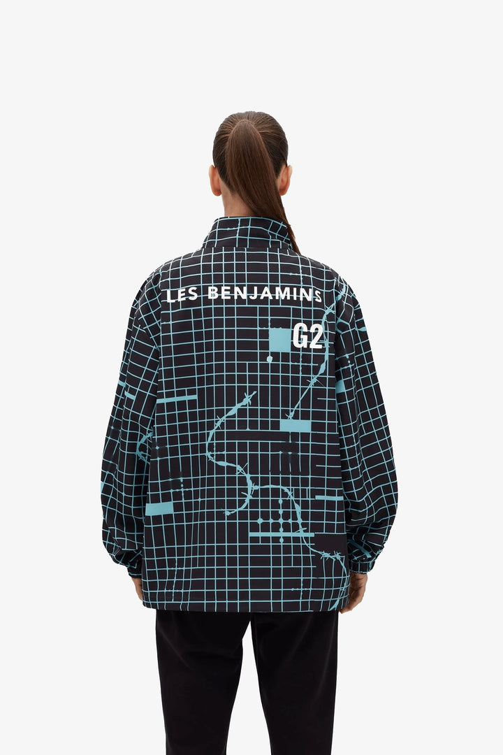 G2 x LB Black Blue Grid Nylon Jacket